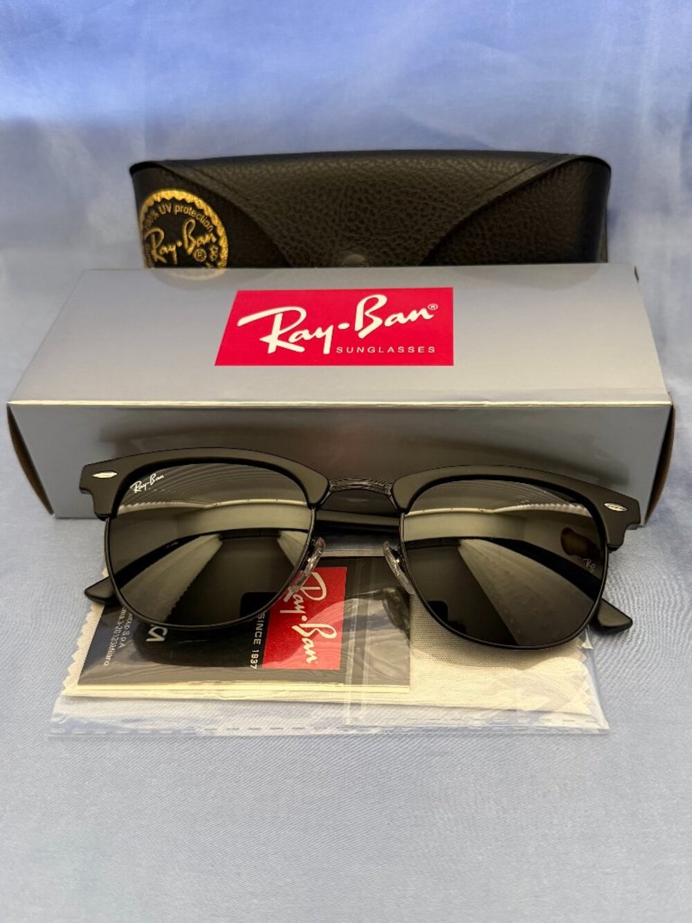 Ray-Ban RB3016 Clubmaster Black on Black Sunglasses 51-21